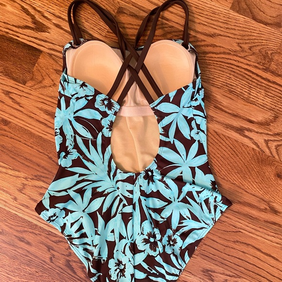 Vintage One piece blue and brown Hawaiian swimsuit - Picture 2 of 3